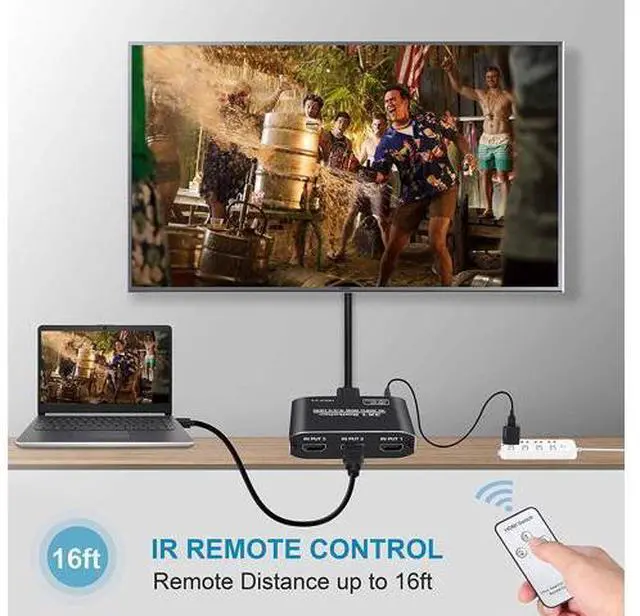 Alt view image 6 of 7 - 4K@60Hz HDMI Switch,AUBEAMTO 4K HDMI Switcher 3 Port, 3X1HDMI Auto Switch 3X1 Selector with IR Remote for Xbox,PS5,PS4,UHD TV, Support 4K@60Hz, HDR, 2k,1080P @ 60Hz, 3D, HDCP 1.4 and Dolby-True HD/DTS
