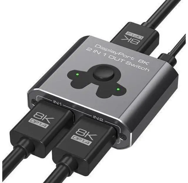 Main image of Displayport Switch 2 in 1 Out, 8K@60Hz 4K@144Hz Display Port Switch, Displayport Switcher, DP 1.4 Switcher, 2 in 1 Out DP Switch Compatible with TVs Monitors Laptops PCs Projectors etc