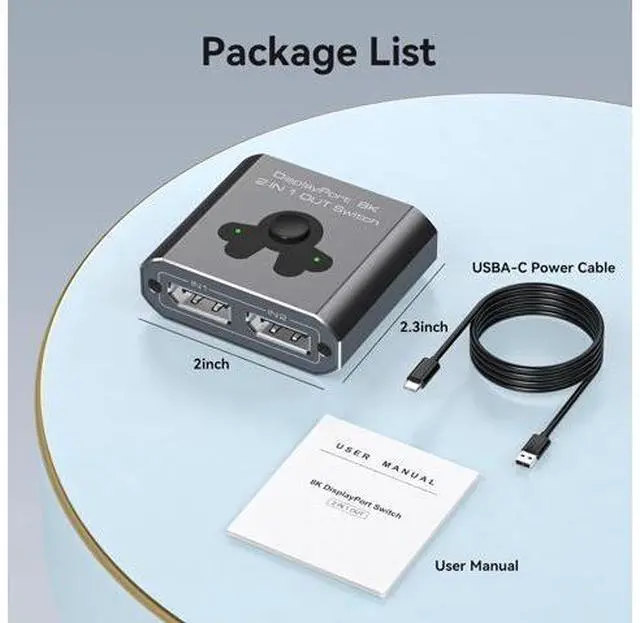 Alt view image 7 of 7 - Displayport Switch 2 in 1 Out, 8K@60Hz 4K@144Hz Display Port Switch, Displayport Switcher, DP 1.4 Switcher, 2 in 1 Out DP Switch Compatible with TVs Monitors Laptops PCs Projectors etc