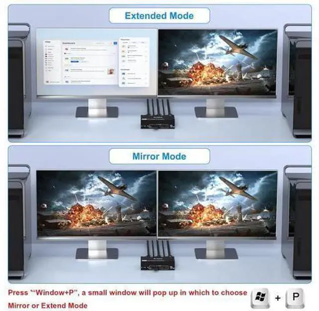 Alt view image 3 of 7 - AUTYUE Dual Monitor USB 3.0 HDMI KVM Switch 8K@60Hz/4K@120Hz, 2 in 2 Out HDMI2.1 KVM Switch for 2 Computer Share 2 Monitors and 3 USB 3.0 + 1 USB C Devices, Wired Remote and USB Cables Included