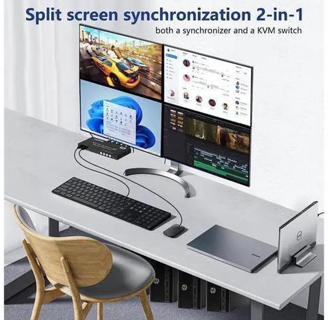 Alt view image 2 of 7 - HDMI KVM Switch 4 Ports 4K@30Hz, HDMI Multi-viewer 4x1 Switch for 4 Computers 1 Monitor, 4 in 1 Out HDMI Quad Seamless Switch, HDMI KVM Switcher with Hotkey Switch Button Switch and IR Remote
