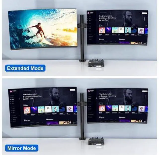 Alt view image 4 of 7 - AUTYUE 8K HDMI KVM Switch 2 Monitors 2 Computers 8K@60Hz 4K@144Hz, Dual Monitor HDMI KVM Switch with 4 USB 3.0 Ports for Keyboard Mouse Printer,Wired Remote,12V Power Adapter and USB Cables Included