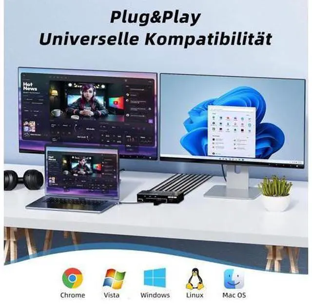 Alt view image 5 of 7 - AUTYUE HDMI KVM Switch 3 Computers 2 Monitors, 4K@60Hz Dual Monitor HDMI USB 3.0 KVM Switcher with EDID Emulator, Support Copy and Extended Display, for 3 PCs Share 2 Displays and 4 USB Devices