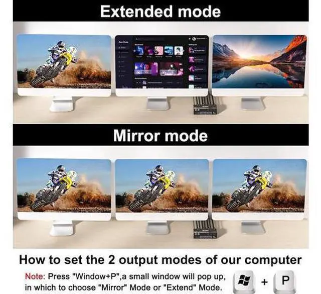 Alt view image 3 of 7 - KVM Switch 3 Monitors 3 Computers 8K@60Hz 4K@144Hz, HDMI+2 Displayport Triple Monitor KVM Switch for 3 Computer Share 3 Monitor and 4 USB3.0 Devices, Wired Remote and 12V power Adapter Included