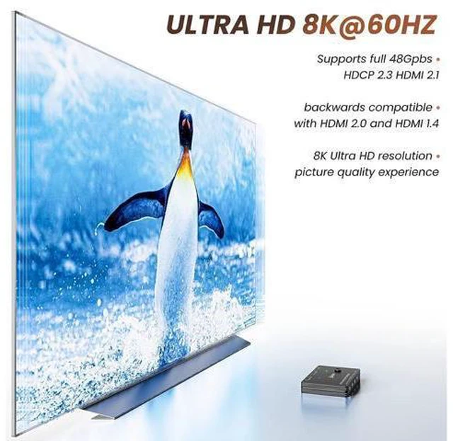 Alt view image 3 of 7 - USB 3.0 HDMI KVM Switch for 2 PC 1 Monitor, 2 Port HDMI KVM Switch 8K @60Hz 4K@120Hz, Support Simulation EDID HDCP 2.3 HDMI2.1, Share USB devices like keyboard and mouse via 4 USB3.0 ports