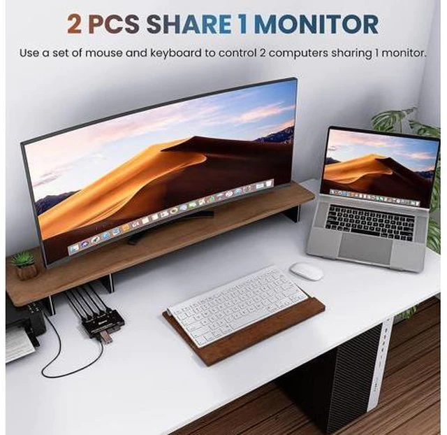 Alt view image 4 of 7 - USB 3.0 HDMI KVM Switch for 2 PC 1 Monitor, 2 Port HDMI KVM Switch 8K @60Hz 4K@120Hz, Support Simulation EDID HDCP 2.3 HDMI2.1, Share USB devices like keyboard and mouse via 4 USB3.0 ports