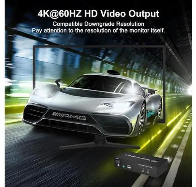 Alt view image 5 of 7 - Dual Monitor DisplayPort KVM Switch 2 in 2 Out, 4K@60Hz Extended Display, 2 Computers 2 Monitors Displayport KVM Switch with Audio Microphone Output and 3 USB Ports, PC Monitor Keyboard Mouse Switcher