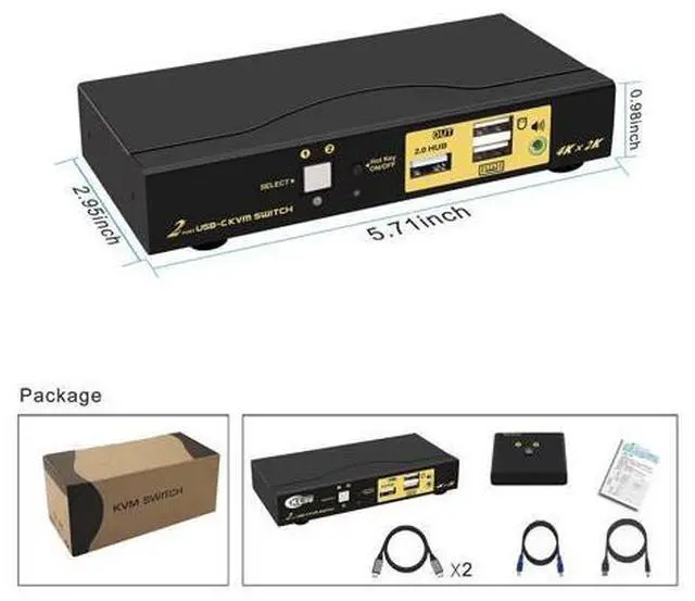 Alt view image 5 of 7 - USB Type-C KVM Switch, 2 Port USB-C KVM Switch with Cable Support Windows 10, Mac OS 10, Android 9.0 or Above