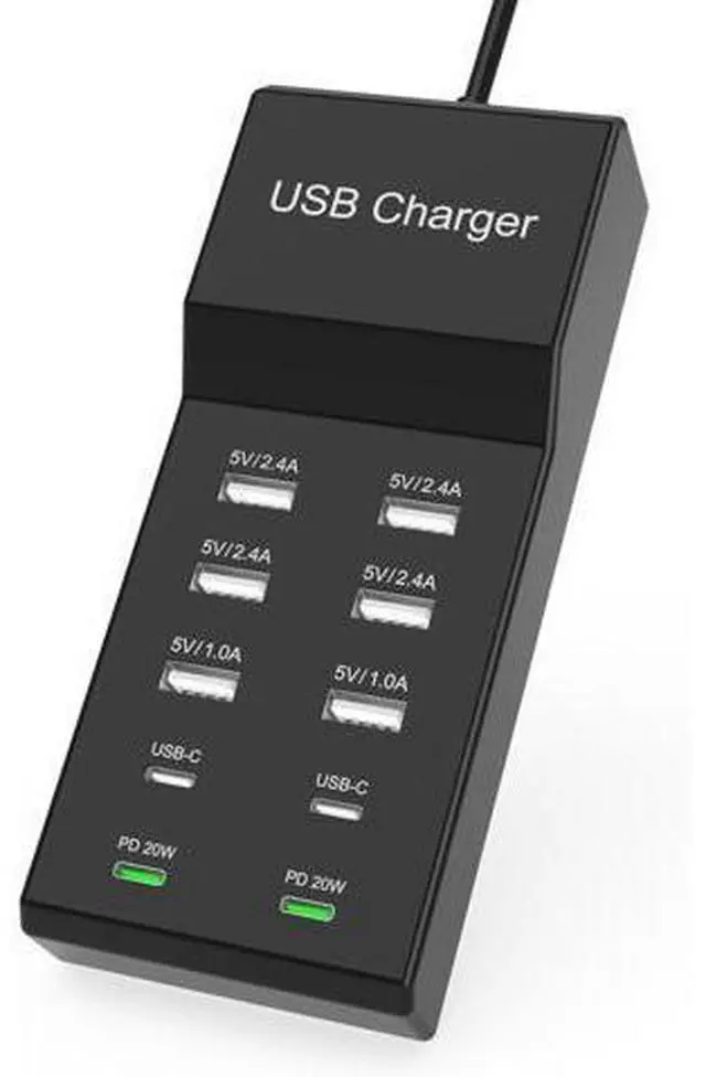 Main image of USB C Fast Charger Station, 100W 10 Ports USB C Charging Station Hub Block Portable Wall Charger 4 USB-C & 6 USB-A Ports for i-P-hone 15 14 13 12 11 X 9 8 7 Pixel Note Galaxy Headphones Watch Tablet..