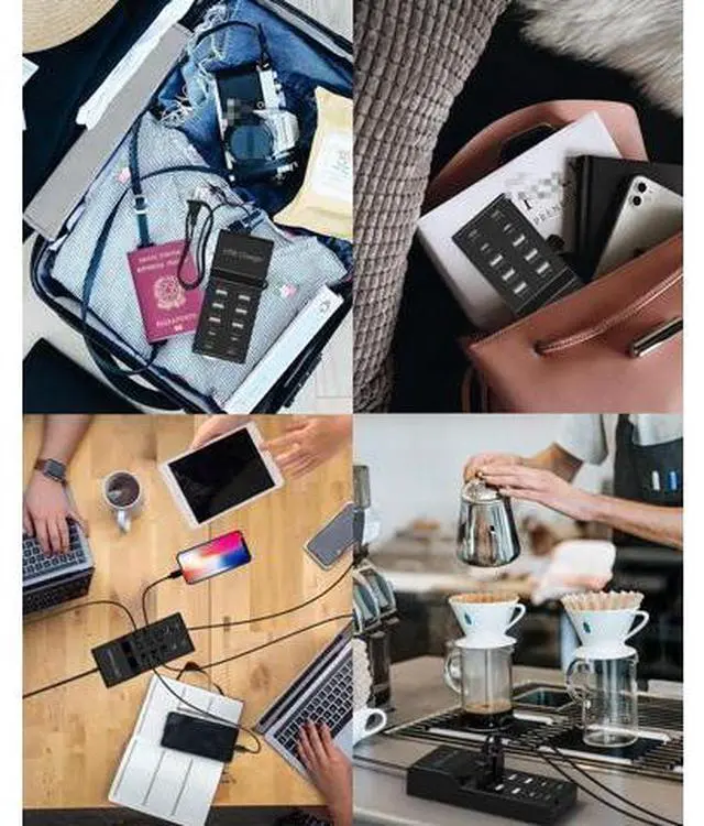 Alt view image 7 of 7 - USB C Fast Charger Station, 100W 10 Ports USB C Charging Station Hub Block Portable Wall Charger 4 USB-C & 6 USB-A Ports for i-P-hone 15 14 13 12 11 X 9 8 7 Pixel Note Galaxy Headphones Watch Tablet..