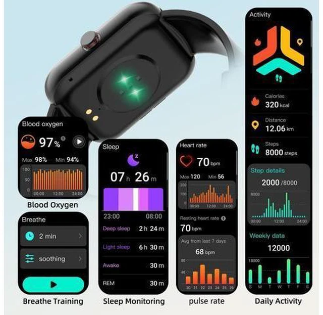Alt view image 3 of 6 - Smart Watch(Answer/Make Calls), 1.91" HD Touch Screen Fitness Watch with Blood Oxygen Heart Rate Sleep Monitor, 100+ Sports Modes, IP68 Waterproof Men's Women's Activity Trackers for Android iOS