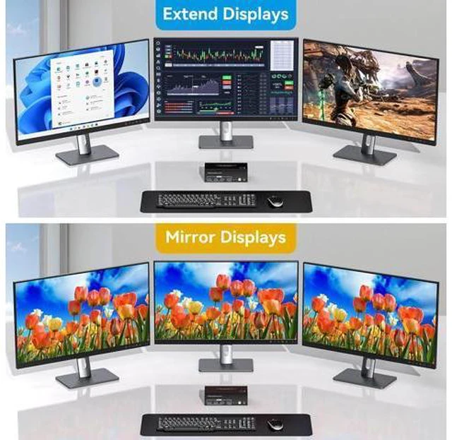 Alt view image 3 of 7 - 4K144Hz Triple Monitor HDMI KVM Switch 3 Monitors 2 Computers 8K60Hz 2 PC 3 Monitors KVM Switches With 4 Ports USB 3.0 to Connect Keyboard Mouse and Printer Includes 2 USB 3.0 Cables and DC12V Adapter