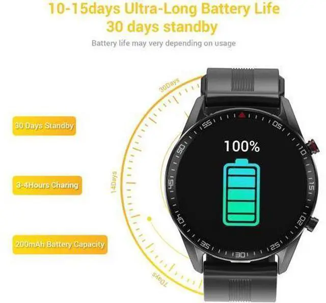 Alt view image 2 of 7 - Smart Watch for Men Women Fitness Watch IP68 Waterproof Smartwatch 1.3" Round Touch Screen Activity Tracker Sport Watches with Heart Rate Sleep Monitor Digital Watches Step Counter for Android iOS