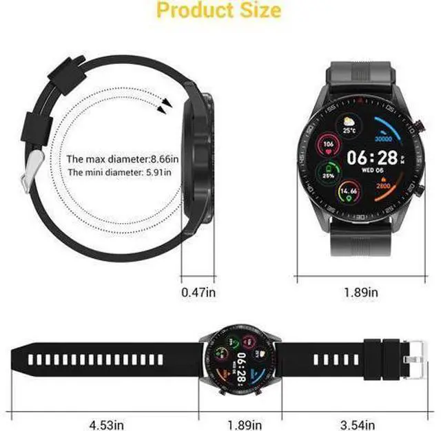 Alt view image 7 of 7 - Smart Watch for Men Women Fitness Watch IP68 Waterproof Smartwatch 1.3" Round Touch Screen Activity Tracker Sport Watches with Heart Rate Sleep Monitor Digital Watches Step Counter for Android iOS