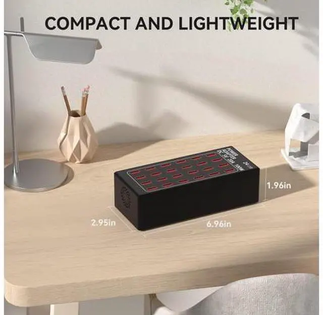 Alt view image 3 of 7 - USB Charging Station, 24 Port 100W (20A) Multiport USB Charger Station with Intelligent Detection for Smartphones,Tablets and More, Suitable for School Hotel Mall Shop Travel