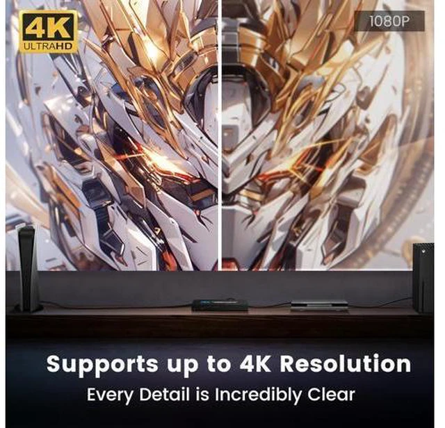 Alt view image 7 of 7 - 4K HDMI Switch 7x1, 4K@60Hz 7 in 1 Out HDMI Switcher Selector with IR Remote Control, Supports HDCP 2.2 4K@60Hz UltraHD HDR10 3D HD1080P Dolby DST, HDMI Splitter for PS4 Xbox Fire Stick