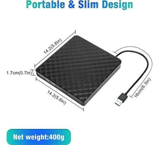 Alt view image 6 of 7 - External CD/DVD Drive, USB 3.0 Ultra Slim Portable DVD Writer External USB CD Drive DVD ROM CD Player/Rewriter +/-RW writer Burner player, Great Compatible With Windows/Mac OS/Laptop/PC/Desktops