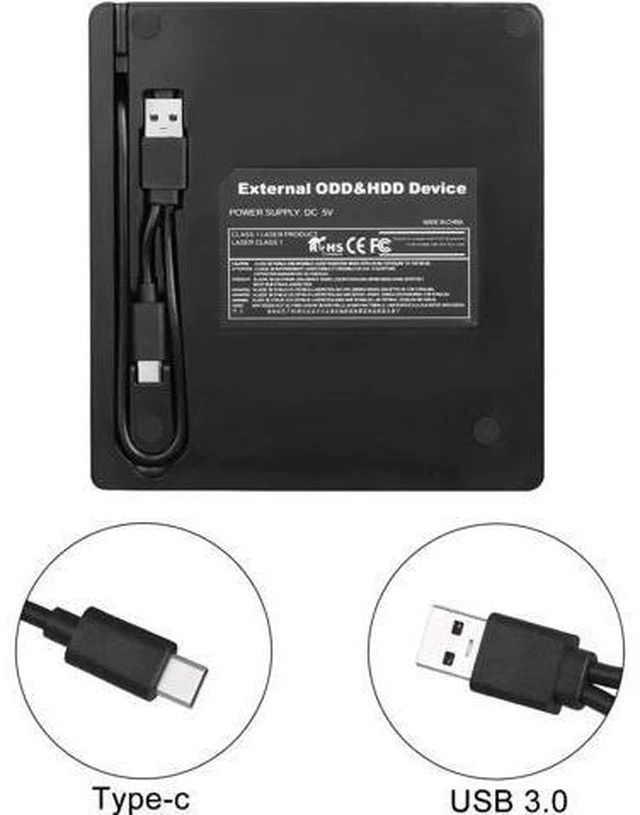 Alt view image 7 of 7 - External CD DVD Drive, USB 3.0 & Type-C CD-RW DVD-R Combo DVD Burner with SD/TF Slot, 2x USB 2.0 Port CD/DVD Drive for PC Laptop Computer Mac Windows 10/8/7