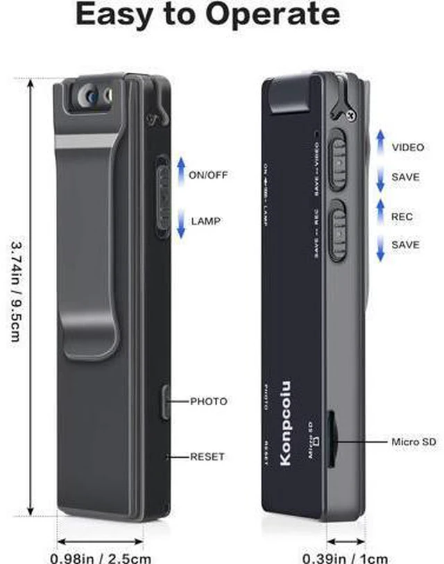 Alt view image 4 of 7 - Camera no WiFi Needed - Mini Body Camera Video Recorder - Camera Motion Activated - Nanny Small Cam - Tiny Camera - Small Security Camera for Home and Office (with 32G high-Speed Memory Card)