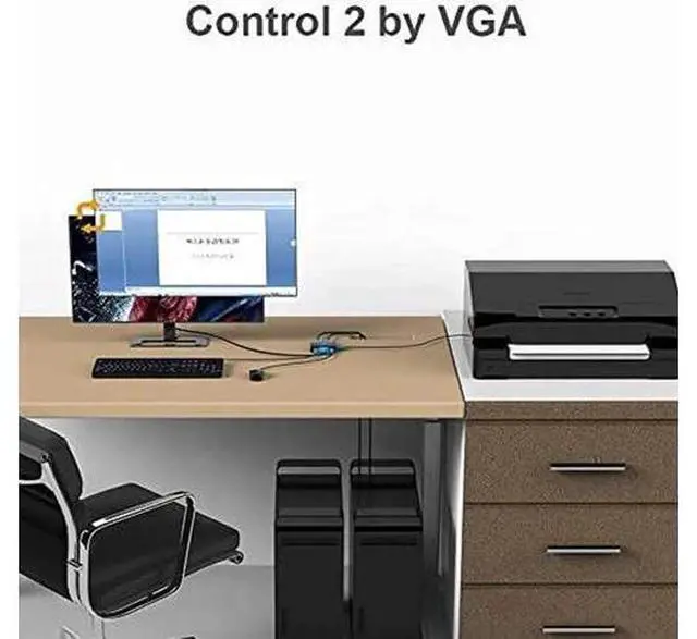 Alt view image 6 of 7 - MT-VIKI KVM Switch VGA 2 Port, KVM Switch Console with 3 USB Hub + 2 in1 Cables + Desktop Selector