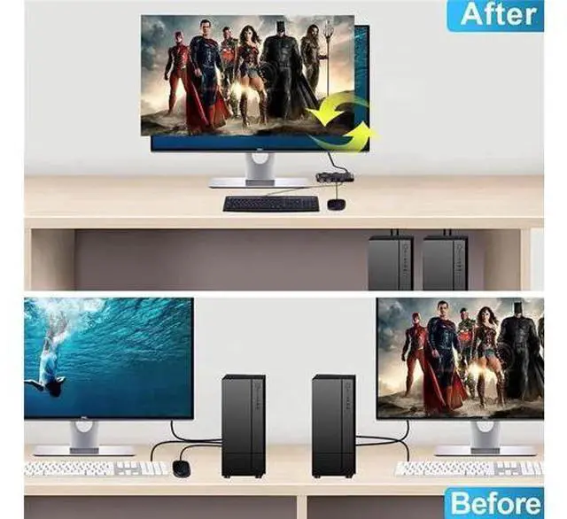 Alt view image 4 of 7 - 2023 Best HDMI 2.1 KVM Switch 4K 120Hz HDMI USB KVM Switch Dual Port USB HDMI 2.1 Switcher 2X1 4K 60Hz 8K 60Hz 2 PC 1 Monitor