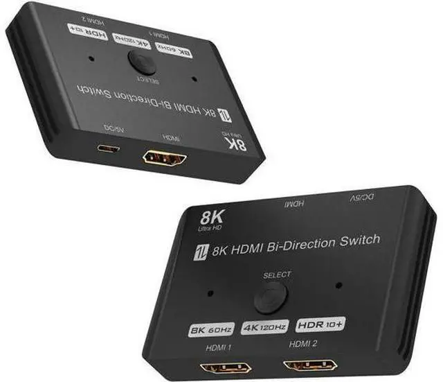 Alt view image 2 of 7 - HDMI 2.1 Switch 8K Bi-Directional HDMI Switcher 2 in 1 Out HDMI Splitter 1 in 2 Out Supports 4K@120Hz, 8K@60Hz 48Gbps,HDCP 2.3,ARC,VRR for Xbox X, PS5, Blu-Ray, 8K UHD TV, Monitor and Projector