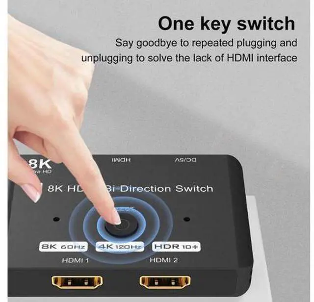 Alt view image 4 of 7 - HDMI 2.1 Switch 8K Bi-Directional HDMI Switcher 2 in 1 Out HDMI Splitter 1 in 2 Out Supports 4K@120Hz, 8K@60Hz 48Gbps,HDCP 2.3,ARC,VRR for Xbox X, PS5, Blu-Ray, 8K UHD TV, Monitor and Projector