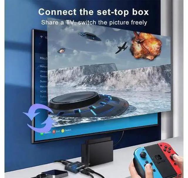 Alt view image 7 of 7 - HDMI 2.1 Switch 8K Bi-Directional HDMI Switcher 2 in 1 Out HDMI Splitter 1 in 2 Out Supports 4K@120Hz, 8K@60Hz 48Gbps,HDCP 2.3,ARC,VRR for Xbox X, PS5, Blu-Ray, 8K UHD TV, Monitor and Projector