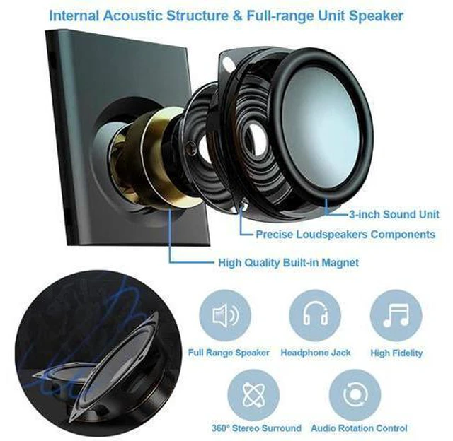 Alt view image 2 of 7 - Computer Speaker, Compact Size Speaker With Headphone Jack, Enhanced Bass And Volume Control, Stereo 2.0 Usb Powered 3.5Mm Aux Multimedia Speakers For Laptop/Desktop/Tablets/Phone (Black)