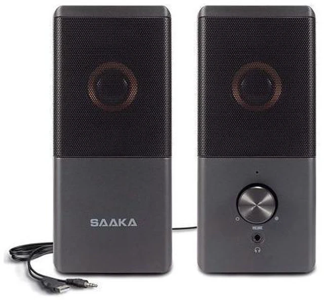 Main image of Computer Speaker, Compact Size Speaker With Headphone Jack, Enhanced Bass And Volume Control, Stereo 2.0 Usb Powered 3.5Mm Aux Multimedia Speakers For Laptop/Desktop/Tablets/Phone (Black)