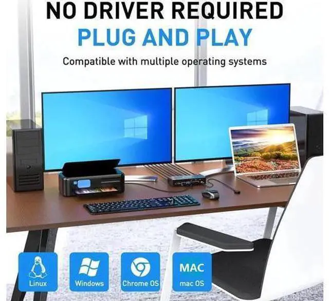 Alt view image 6 of 7 - Dual Monitor Displayport KVM Switch 8K@30Hz 4K@144Hz, USB 3.0 KVM Switches 3 Computers 2 Monitors Displayport 1.4 with 4 USB 3.0 Ports for USB Devices, DP Monitor Switch for 3 PCs, with Wired Remote