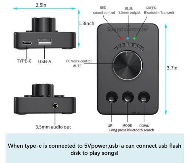 Alt view image 2 of 5 - Multimedia Controller Knob, USB Volume Controller, One Key Mute PC Computer Speaker Audio Multimedia Volume Remote Control Adjuster with Bluetooth for Win7/8/10/XP/Mac/Vista/Android/iOS