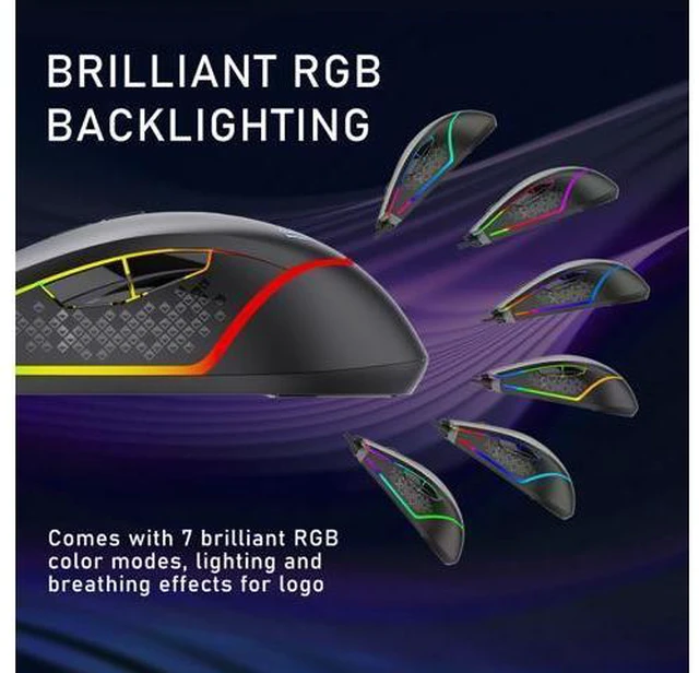 Alt view image 4 of 7 - AULA F805 RGB Gaming Mouse 6400DPI Wired Backlit USB Computer Mouse Gamer 7 Programmable Buttons Ergonomic for Laptop Desktop