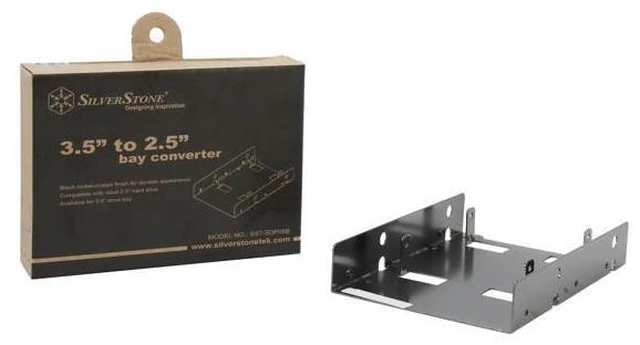 Alt view image 6 of 6 - SilverStone SST-SDP08B 2 x 2.5" to 3.5" Bay Converter (Black Nickel)