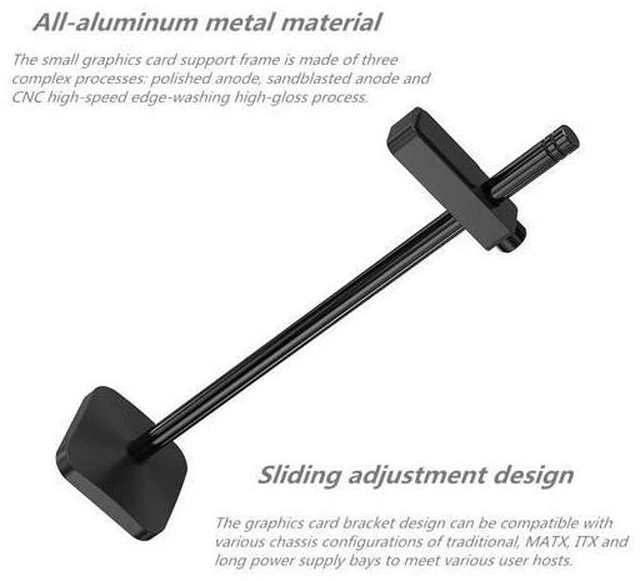 Alt view image 3 of 7 - Universal VGA Graphics Card Holder Graphics Card GPU Brace Support Graphics Card Support Frame Video Card Sag Holder Bracket, Anodized Aerospace Aluminum for Computer Cases (Black)