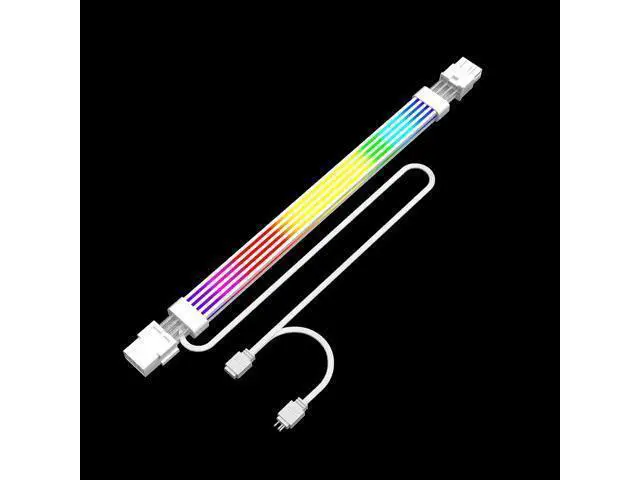 Alt view image 2 of 7 - 8 Pin RGB GPU Cable,RGB PSU Cables Extension - Addressable 5V3Pin ARGB PC Case Decor for RTX 3060 4060 4070 Radeon RX 6600 580 Graphics Card Power Supply White