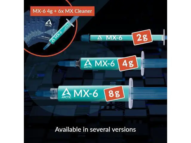 Alt view image 5 of 6 - ARCTIC MX-6 (4 g, incl. 6 MX Cleaner) - Ultimate Performance Thermal Paste for CPU, Consoles, Graphics Cards, laptops, Very high Thermal Conductivity, Long Durability, Non-Conductive, Non-capacitive