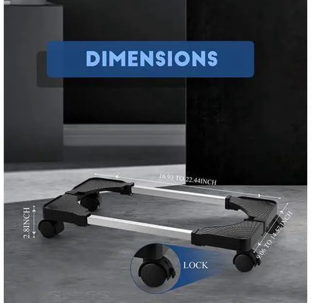 Alt view image 6 of 7 - Computer Tower Stand,Adjustable Mobile CPU Stand with 4 Rolling Caster Wheels, PC Tower Stand Fits Most PC Under Desk-Black