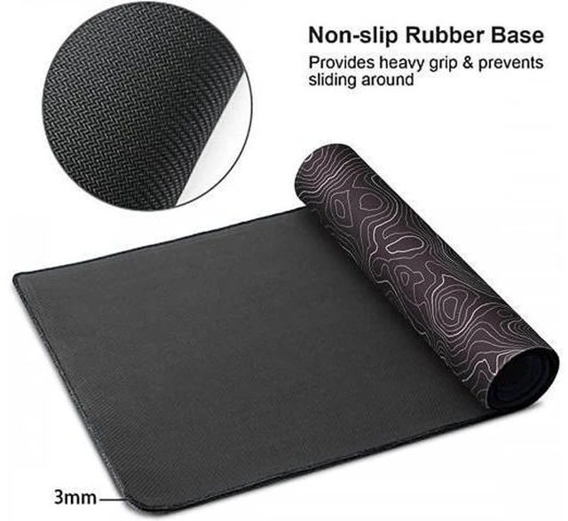 Alt view image 4 of 7 - Large Gaming Mouse Pad Topographic Map Lines Contour Geographic Computer Keyboard Mouse Mat Desk Pad Non-Slip Desk Mat for Home Office Gaming Work, 35.4x15.7 in