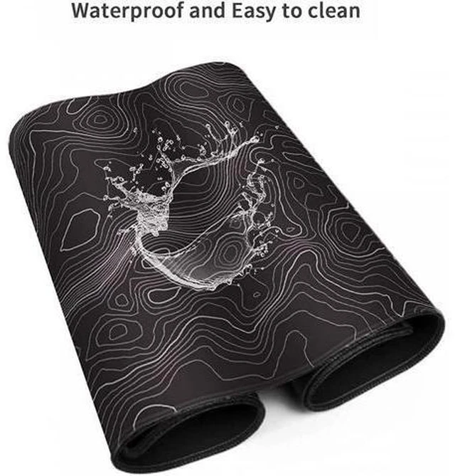 Alt view image 5 of 7 - Large Gaming Mouse Pad Topographic Map Lines Contour Geographic Computer Keyboard Mouse Mat Desk Pad Non-Slip Desk Mat for Home Office Gaming Work, 35.4x15.7 in