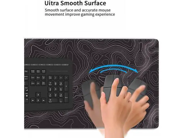 Alt view image 6 of 7 - Large Gaming Mouse Pad Topographic Map Lines Contour Geographic Computer Keyboard Mouse Mat Desk Pad Non-Slip Desk Mat for Home Office Gaming Work, 35.4x15.7 in