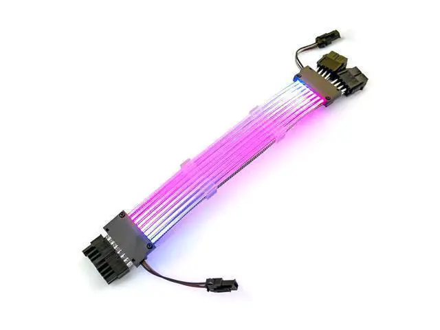 Alt view image 3 of 7 - Addressable RGB Graphics Card Extension Cable Kit Sleeved Cable Extension PC Kit 18AWG ATX Power Supply PSU Cable with Combs 24CM-2x8(6+2Pin)Pin VGA Extension Cables