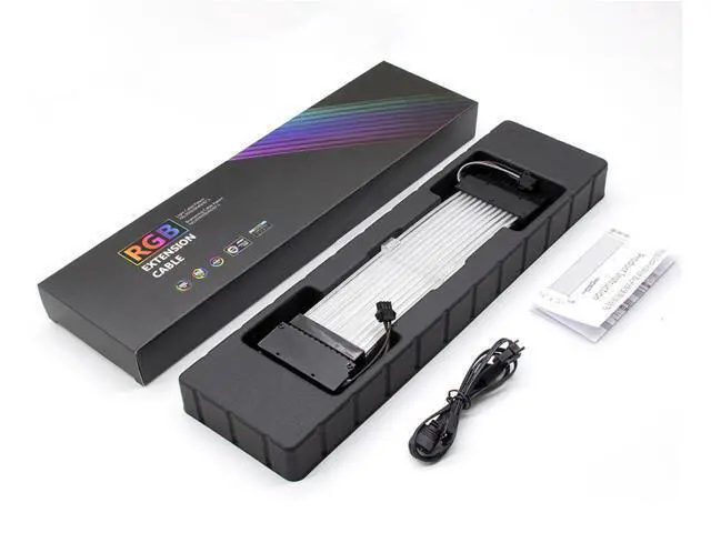 Alt view image 7 of 7 - Addressable RGB Graphics Card Extension Cable Kit Sleeved Cable Extension PC Kit 18AWG ATX Power Supply PSU Cable with Combs 24CM-2x8(6+2Pin)Pin VGA Extension Cables