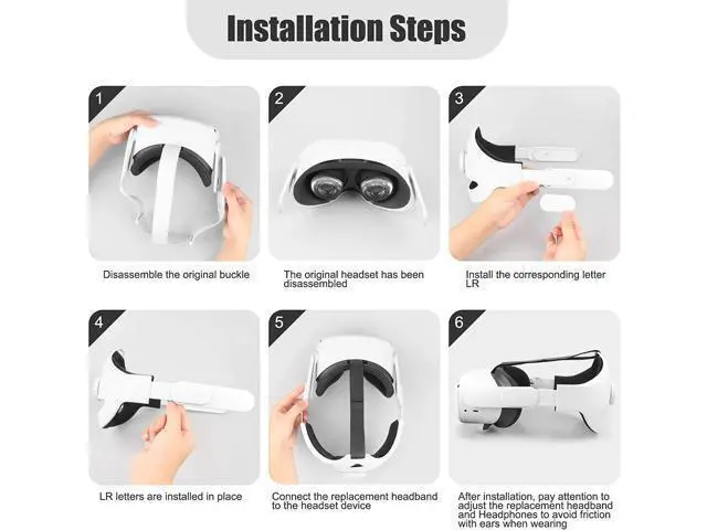 Alt view image 6 of 7 - Eyglo Replace Adjustable Elite Strap for Oculus Quest 2 Head Strap Headband, Enhanced Support and Reduce Head Pressure Comfortable Touch (White)