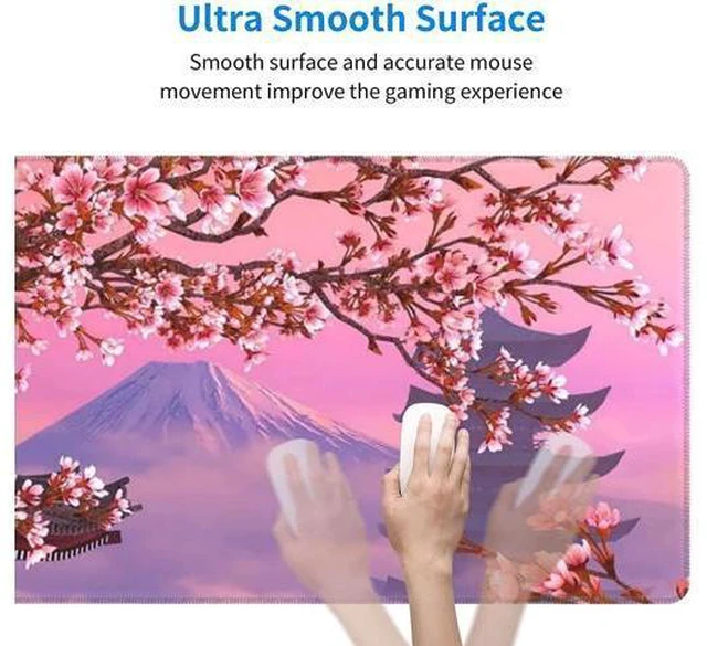 Alt view image 4 of 7 - XXL Sakura Desk Mouse Pad Large Cute Gaming Keyboard Mat Anime Extended Mousepad for Office Company 31.5 X 11.8 Inch, Pink