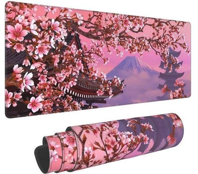 Alt view image 3 of 7 - XXL Sakura Desk Mouse Pad Large Cute Gaming Keyboard Mat Anime Extended Mousepad for Office Company 31.5 X 11.8 Inch, Pink