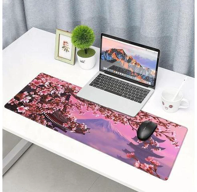 Alt view image 6 of 7 - XXL Sakura Desk Mouse Pad Large Cute Gaming Keyboard Mat Anime Extended Mousepad for Office Company 31.5 X 11.8 Inch, Pink