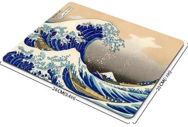 Alt view image 2 of 2 - Smooffly Decorative Mouse Pad Art Print Painting Hokusai The Great Wave Rectangle Non-Slip Rubber Mousepad Gaming Mouse Pad