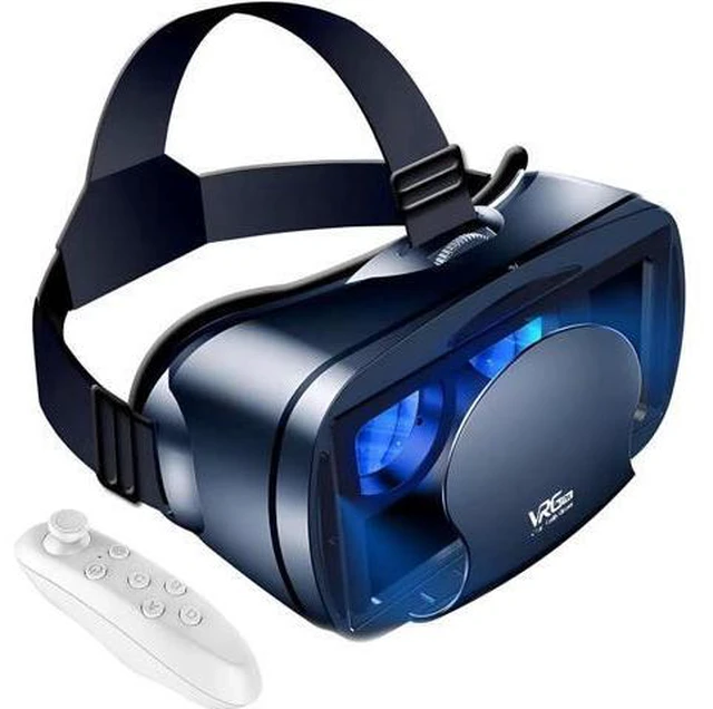 Main image of WISDUM 3D VR Headset for Cellphone, Adjustable Virtual Reality 3D VR Glasses Headset Helmets, Compatible 5.0-7.0 inch i-Phone & Android Smartphones with Controller, for Watching 3D VR Content (Black)