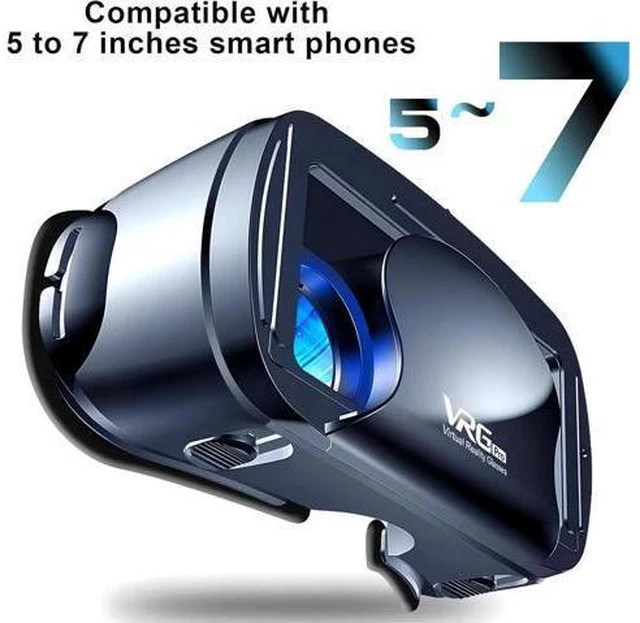 Alt view image 2 of 7 - WISDUM 3D VR Headset for Cellphone, Adjustable Virtual Reality 3D VR Glasses Headset Helmets, Compatible 5.0-7.0 inch i-Phone & Android Smartphones with Controller, for Watching 3D VR Content (Black)